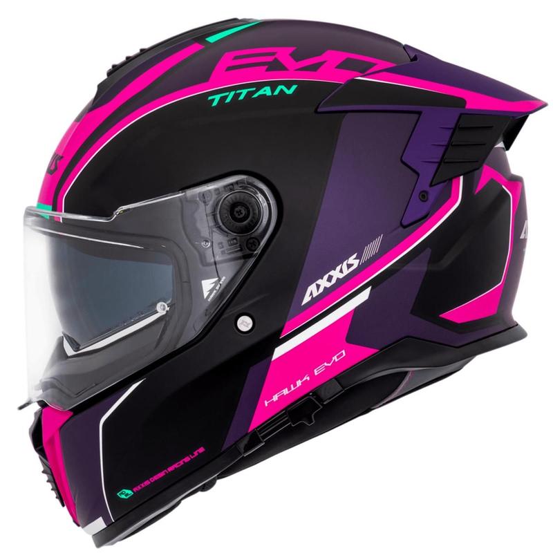 Capacete Feminino Axxis Hawk Sv Titan Rosa Roxo Moto - Capacete de